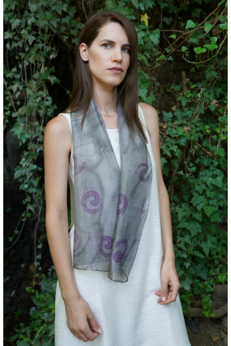 %100 Saf İpek El Boyaması Fular- Özel Tasarım 35X140Cm