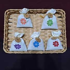 El Nakışı Yonca Lavanta Kesesi – 5 Farklı Renkte 5’Li Set