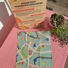 28X28 Renkli Şehir Yolları Balmumu Gıda Sarma Bezi – Tekli - denizyöresel37