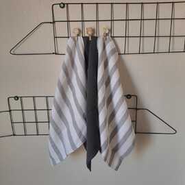 3’Lü Pamuk Müslin Kurulama Bezi Seti – 30X30 Cm Gri