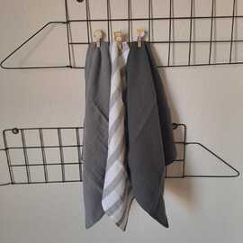 3’Lü Gri Tonlu Müslin Kurulama Bezi Seti – 30X30 Cm