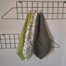 3’Lü Yeşil Limon Desenli Müslin Kurulama Bezi Seti – 30X30