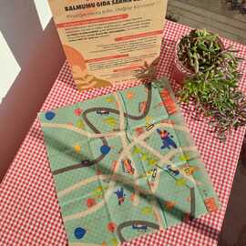 35X35 Renkli Şehir Yolları Balmumu Gıda Sarma Bezi – Tekli