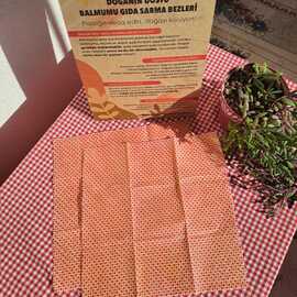 28X28 Kırmızı Kalp Balmumu Gıda Sarma Bezi - Tekli